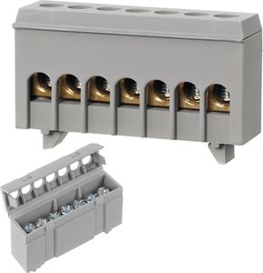Verteilerklemme Verbindungsklemme für Hutschiene Phasen Leiterklemme grau 7 x 16mm²