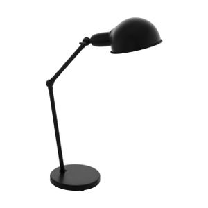 EGLO Tischlampe Exmoor, Tischleuchte Vintage, Industrial, Retro, Schreibtischlampe aus Stahl, Nachttischlampe, Bürolampe in Schwarz, mit Schalter, E27