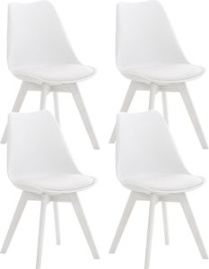CLP 4er Set Stuhl Linares Kunststoff mit Kunstlederbezug, Farbe:weiß/weiß, Material:Kunststoff