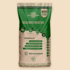 OraGarden Rasenpellets "Dürreresistent" MAXI PLUS ummantelte Rasensamen mit Biodünger + Wasserspeicher aus Naturfasern 10 KG