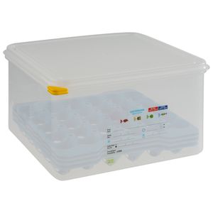 APS GN 2/3 Eier-Box, Aufbewahrungsbox, Vorratsbox aus Kunststoff, mit luftdichtem Deckel, für 4 Lagen à 30 Eier, Lieferung inklusive 8 Lagen, Größe Lage: 28 x 28 cm