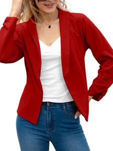 Damen Blazer Arbeit Büro Anzug Jacken Sportlich  Slim Fit Trenchcoat Kurz Mantel Rot,Größe EU 4XL