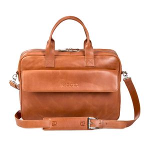 NEGOTIA Alpha - 15,6" brašna na notebook z plnozrnné kůže nappa - aktovka - pracovní taška - brašna pro muže a ženy 15,6" - hnědá