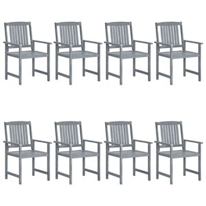 HOMMIE© Outdoor-Stuhl ,8er Set Gartenstühle Massivholz Akazie Grau Relaxsessel Armlehnstuhl & schlichten Design