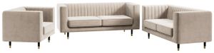 MKS MEBLE Sofa - Moderná sedacia súprava 3+2+1 - ŠkandinávskaImitáciaatívna čalúnená pohovka - Elmo Dve pohovky a kreslá - Šesť osôb Biela
