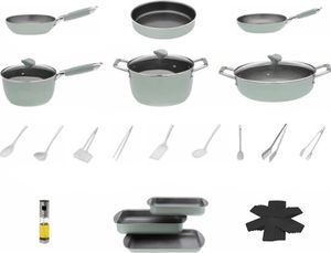 PFAS-freies Primecook Pfannenset - Vittoria - Antihaft Bratpfannen, Kochtopf, Stieltopf, Schmorpfanne, Küchenzubehör usw. Sehr komplettes Koch-Backset