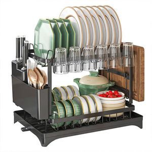 Multifunktionaler Utensilienhalter, Besteckabtropfer, zweistufiger Ständer, Utensilienabtropfkorb, 42 x 29 cm - Drainy