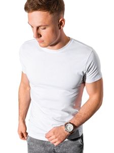 Ombre Herren T-shirt Top Kurzarm Shirt Rundausschnitt Einfarbig Casual Basic für Männer 100 % Baumwolle 7 Farben S-XXL S1370 Weiß XXL