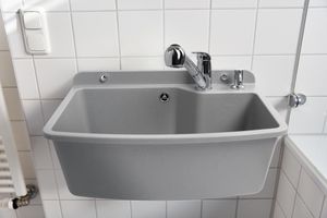 ADGO® Waschbecken für Waschküche Garage Becken Großes Waschbecken Grauer Granit 61x44x23 cm