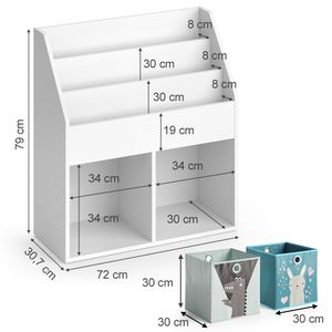 Vicco Kinderregal Luigi, 72 x 79 cm mit 2 Faltboxen opt.6, Weiß