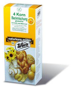 naturkorn mühle Werz - 4-Korn-Vollkorn-Backmischung glutenfrei - 1000g