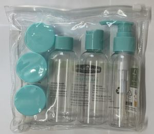 Kosmetik Reiseflaschen Set 7 tlg. Handgepäck inkl. Zippbeutel für Flüssigkeiten