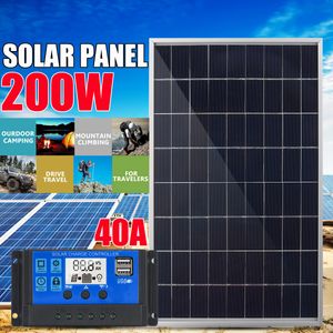 200W 12V Solarpanel Solarmodul Solarzelle + 40A Solar Laderegler Kit Camping Boot