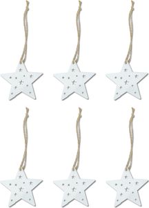 Holz Dekohänger Sterne 6 Stück weiß 7cm mit Jute Kordel Anhänger Sterndeko Holzstern Sternhänger Holz Dekohänger Sterne 6 Stück weiß 7cm mit Jute Kordel Anhänger Sterndeko Holzstern Sternhänger