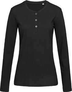 Stedman ST9580 | Damen Sharon Henley Long Sleeve for women - Farbe: Black Opal - Größe: XL