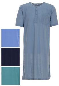 Herren Nachthemd kurz Knopfleiste mit Brusttasche Schlafshirt, Farbe:Navy, Größe:M