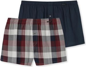 SCHIESSER Herren Boxershorts, 2er Pack - Shorts, We, Muster Dunkelblau/Dunkelrot 2XL