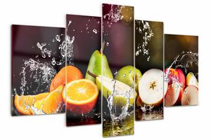 Tulup Bild Acrylbild 5 Teile 170x100 cm Wandkunstdrucke - Obst und Wasser