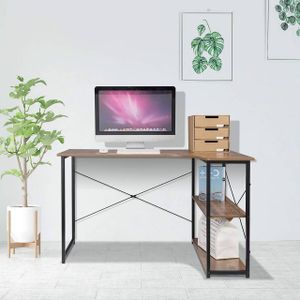 EUGAD Schreibtisch Computertisch PC-Tisch Bürotisch Arbeitstisch mit Bücherregal 120x74x71,5 cm Holz Vintage