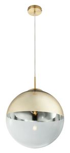 Globo Lighting Hängeleuchte Metall, Glas, goldfarben, Kabel PVC Transparent, ø: 330mm, H: 1200mm, exkl. 1x E27 40W 230V