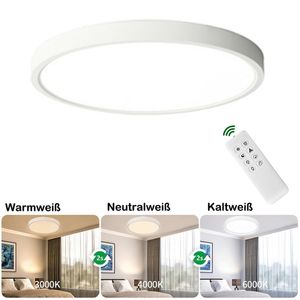 Ultraslim LED Deckenleuchte 24W Dimmbar Deckenlampe Wohnzimmer Wandlampe mit fernbedienung, Weiß