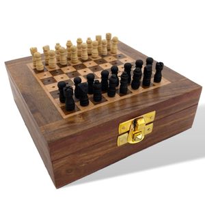 Schachspiel Reiseschach Mini-Schach Holz Schach Steckfiguren Chess Antik-Stil