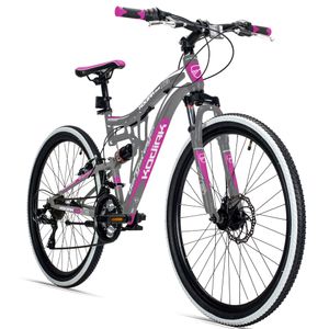 Bergsteiger Kodiak 24 Zoll Kinderfahrrad, geeignet für 8, 9, 10, 11, 12, 13 Jahre, Scheibenbremse, Shimano 21 Gang-Schaltung, Mountainbike mit Vollfederung, Mädchen-Fahrrad