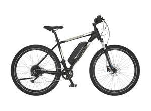 FISCHER E-Bike Pedelec MTB Montis EM 1726, Rahmenhöhe 48 cm, 27.5 Zoll, Akku 557 Wh, Hinterradmotor, Kettenschaltung, LCD Display, schwarz-beige