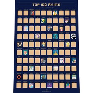 Enno Vatti Top 100 Anime Scratch Off Poster - Rubbelposter der besten Japanischen Animationen Aller Zeiten | 42 x 60 cm | Anime Merch Geschenk | Japanische Deko zum abrubbeln |