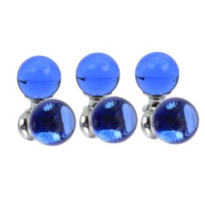 Domino Elegante Crystal D Möbelknopf 30mm in Chrom & Blau |Kristallknöpfe,  Robustes Glas-Design |Möbelknöpfe | Glamouröser Stil | Perfekt für Schränke und Kommoden| 6 Stück
