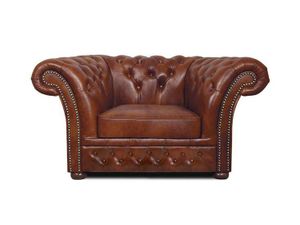 Chesterfield Sessel Winfield Basic Luxe Leder Cloudy Braun Old