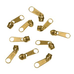 10 Schieber Reißverschluss Zipper für Endlosreißverschluss 3mm, mehr als 70 Farben, Farbe:gold