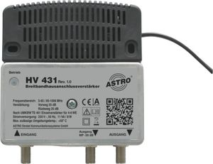 Astro HV 431, 85 - 1006 MHz, 36 dB, 75 Ohm, Aluminium, -15 - 55 °C, Deutschland