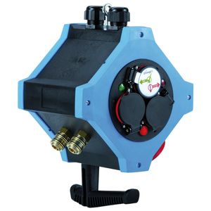 Energie-Hängeverte. IP44 6xSchuko,1xCEE 5x16A 2xDL