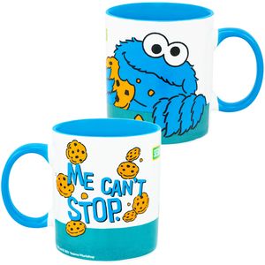 Sesamstraße Tasse Krümelmonster - Me can´t Stop Kaffeetasse aus Keramik Cookie Monster Weiß 320 ml