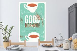 Wandtattoo Wandsticker Wandaufkleber Kaffee - Vintage - Zitate - Sprüche - Guten Morgen! 80x120 cm Selbstklebend und Repositionierbar