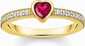 Thomas Sabo TR2448-995-10-56 Pozlacený solitérní prsten s červeným kamenem + zirkony Dámy