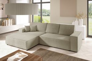 BroMARKT Ecksofa PABLO Schlaffunktion Bettkasten L-Form 294x185x85cm Weiß Links