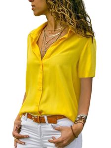 Damen Blusen Baggy Bluse Lose Tops Kurzarm Tunika Sommer Shirt Lässig Oberteile Gelb,Größe S