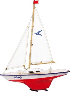 Modell Segelboot Windy 35 x 42 cm weiß / rot