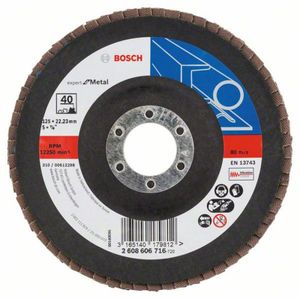 Bosch Fächerschleifscheibe Expert for Metal 125 22,23 40 gewinkelt Glasgewebet. - 2608606716