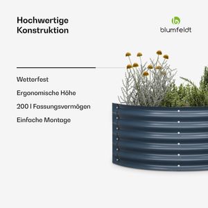Blumfeldt hochwertiges High Grow Gartenhochbeet aus verzinktem Stahl - Halbkreisform, Rost- & Frostschutz - einfache Montage, 105x60x43 cm (BxHxL) - ideal für Pflanzen & Gemüse