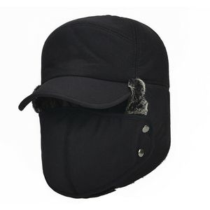 Pánská zimní čepice s klapkou na uchu čepice s kšiltem pánská čepice venkovní (černá)