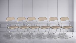 Stuhl Salamanca, Set aus sechs Klappstühlen, platzsparender Besprechungssitz, Wartezimmersessel, 43x47x78 cm, Beige