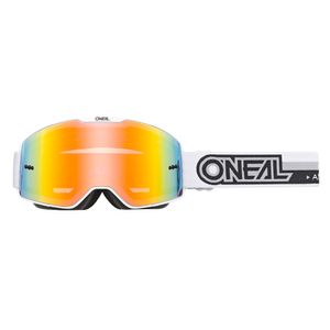 O'Neal Brille, Moto Crossbrille - B-20 Goggle Proxy -  Rahmen und Band Weiß Schwarz, Linse Radium Rot, Anti-Kratzbeschichtung und -Reflexionsbeschichtung, 100% UVA/B/C-Schutz