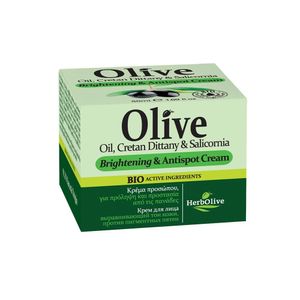Herbolive Gesichtscreme, aufhellend und gegen Flecken,  Olivenöl, kretisches Dittany und Salicornia 50ml