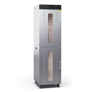 Klarstein Dörrautomat Edelstahl – 4.000-W-Dörrgerät, 40 Edelstahl-Einlegeböden, 2 Trockenkammern, 30–90 °C, 24-Stunden-Timer, 6 Ventilatoren, 50–55 dB, ideal für Obst, Gemüse, Fleisch, Silber