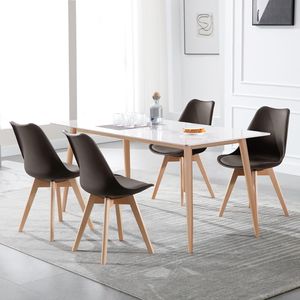WOLTU 2 x Esszimmerstühle Design Stuhl Küchenstuhl stabil, robust, haltbar, langlebig Kunstleder Holz, Braun