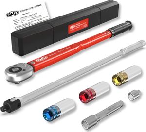 FAMEX 10914 Drehmomentschlüssel Set 1/2 Zoll (12,5mm) 30-210 Nm – Radwechsel Satz mit Gelenkschlüssel zum Lösen (ca. 650Nm)