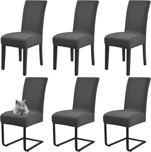 balenie 4 elastických poťahov na stoličky, snímateľný poťah na stoličky, výška od 45 do 60 cm, šírka/hĺbka od 40 do 50 cm - CHAIRGLAM tmavo sivá